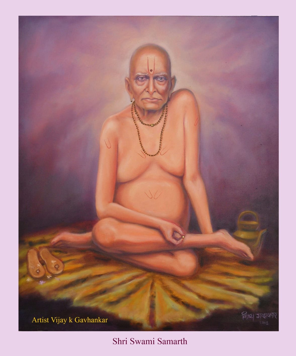Portrait Painting in Ivory, tan, brown, gray and maroon (No. 25)