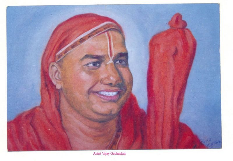 Smiling Swami in Red Robes — Devotional Saint Portrait Painting